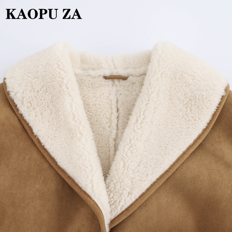 KAOPU ZA 2024 Autumn/Winter Woman Casual Turn-Down Collar Long Sleeve Jacket Coat Female Vintage Single-Breasted Solid Color Top