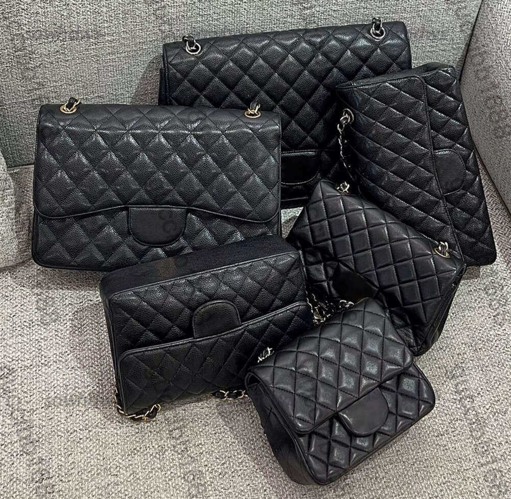 Shoulder Bags 10A Mirror Quality Designers Womens Classic Flap Bag Mini Square Medium Double Bags Jumbo Black Quilted Purse Maxi Real Leather Caviar Lambskin Handba
