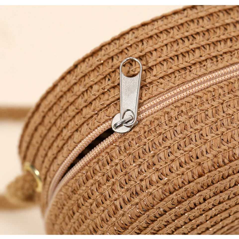 Summer Round Str Shoulder Bags Handmade Woven Crossbody Bag Purse New Trendy Beach Bag Daily Messenger Phe HandbagXJ250108