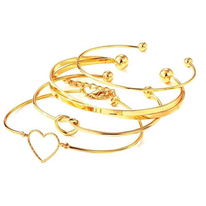 4pcs/set Stainl Steel Bracelets Vintage Mens Fashion Metal Woven Twist Texture Bangles for Women Jewelry Streetwear GothXJ250109