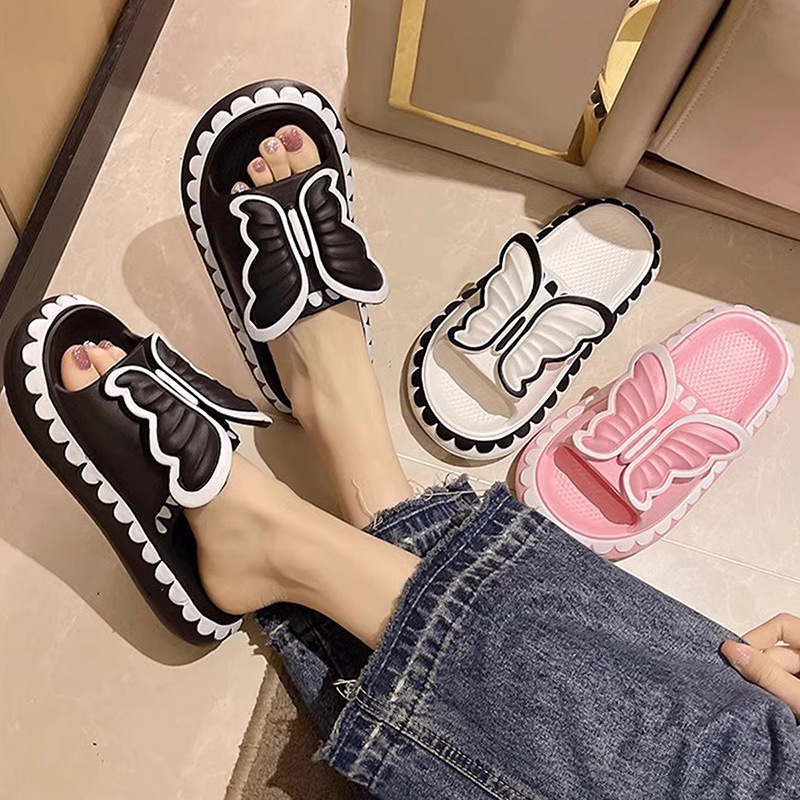 New slippers women wear lovely butterfly outside summer indoor home bathroom bath non-slip thick soled slippers 36-41 Wholesale