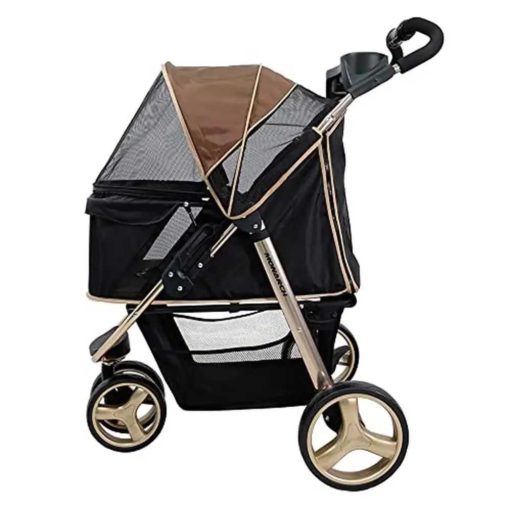 Foldable aluminum dog stroller suitable for medium and small pets lightweight with storage and grid ventilation ergonomically designed W250109