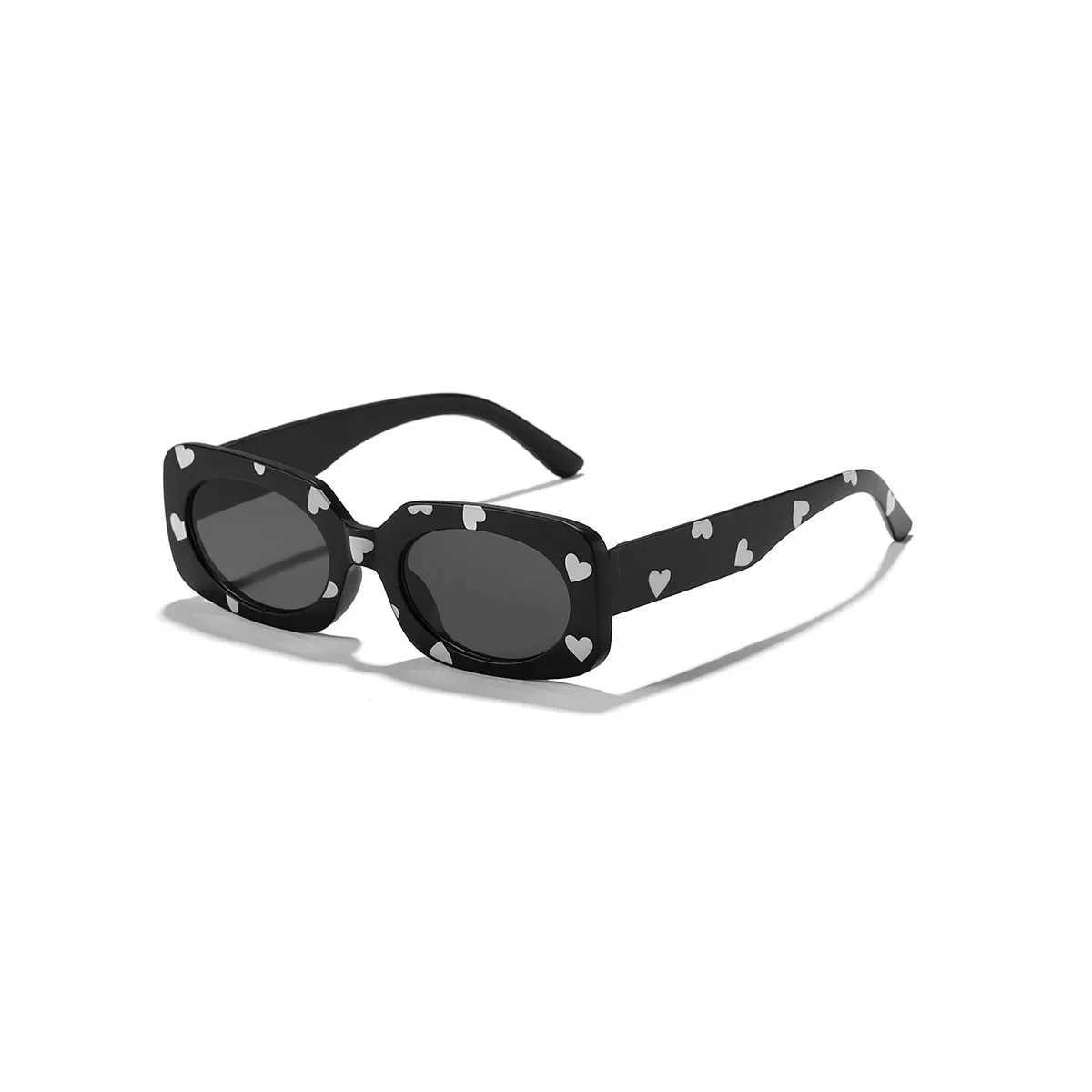 Fashionable and cute heart-shaped sunglasses with cute printing suitable for childrens sunglasses childrens Rec glasses and sun shading girls UV400 W2