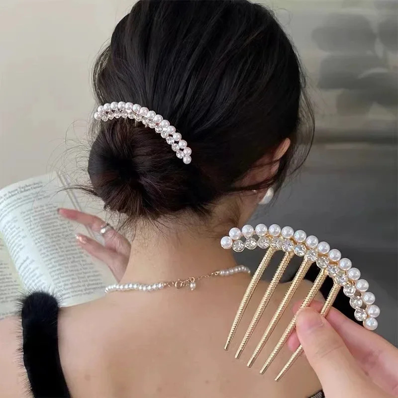 Elegant Zircon Hair Comb Pearl Crystal Hairpin Clips Wedding Bridal Hairclaw Jewelry Accessories Gifts 241228