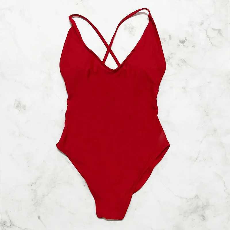 Sexy Fa Swimsuit With Chest Pad 1-Piece Swimwear Women Monokini Bandage Swimming Suit S-3XL Black Push Up Bathing SuitsXJ240108