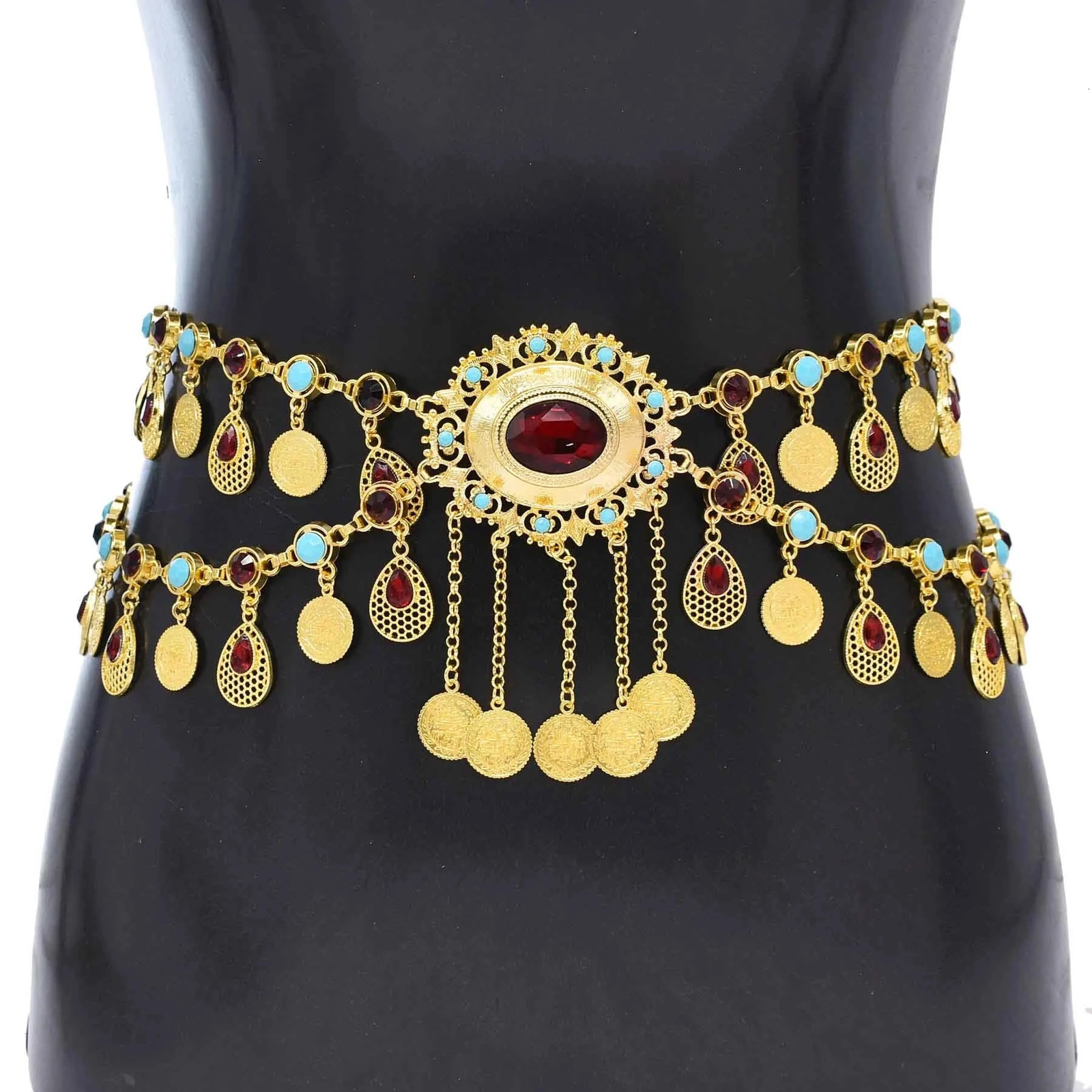 Gypsy Metal Hippie Boho Flower Turkish Bohemian Shimmy Dress Belt Belly Dance Waist Chain Coins Sexy Body Afghan Indian Jewelry 250107