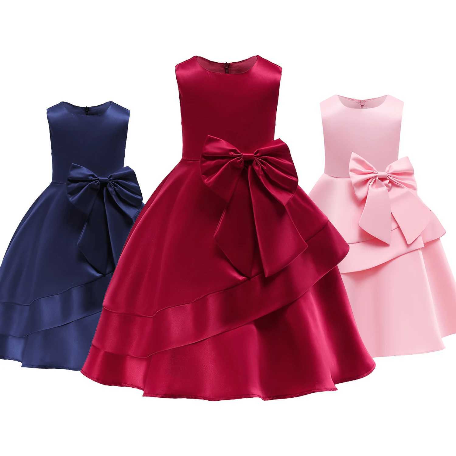 Sleeveless Bow Elegant Performance Festival Costume Girl Dress Princess Dress Childrens ClothingXJ250108
