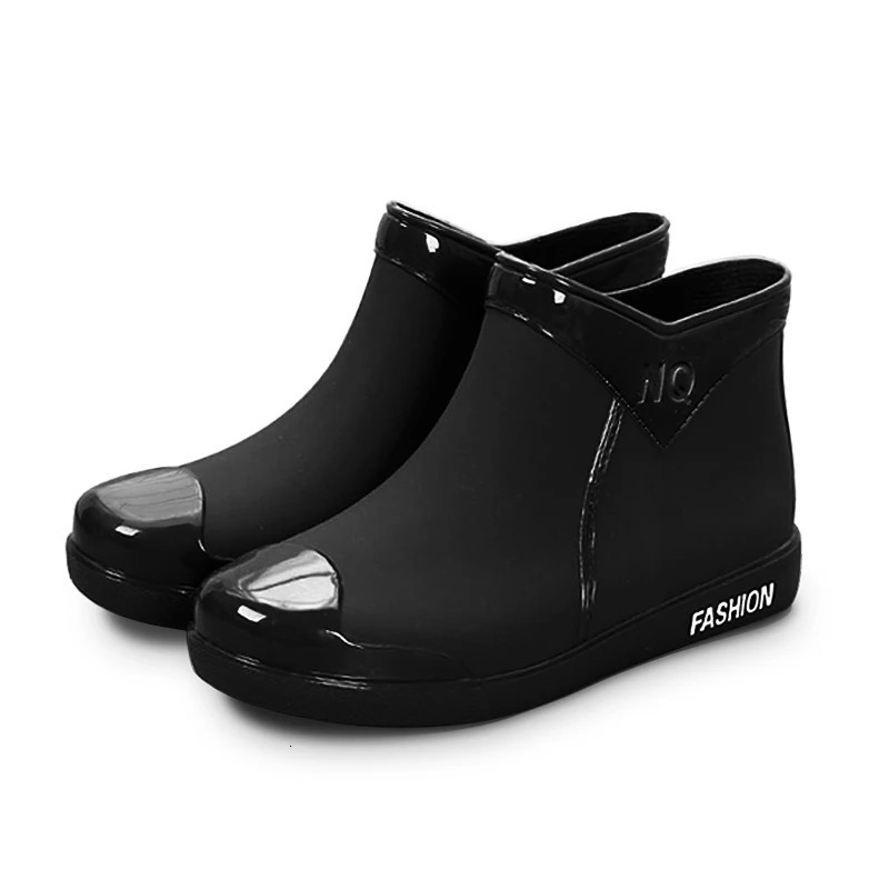 Rain Boots Womens Fashion Non-Slip Waterproof Short Tube Rubber Shoes Adult Rain Boots plus Velvet Warm Rain Shoes 250106