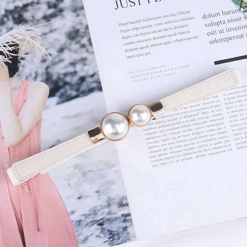Elegant retro pearl waist chain with womens Korean sweater jacket hook elastic slim belt W250109