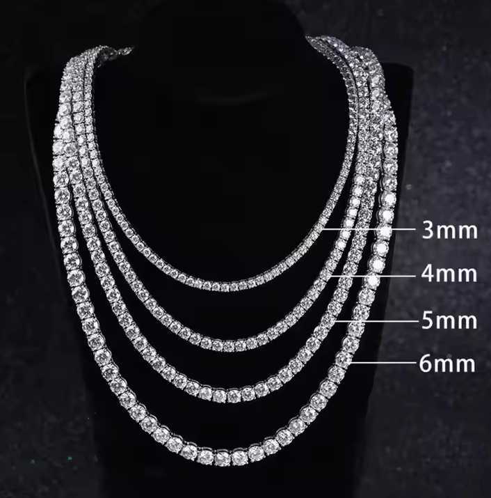 925 Sterling Silver Moissanite Tennis Chain Necklace for Anniversary Engagement Gift Party Wedding