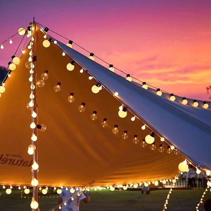 Outdoor light string LED large ball lantern string camping atmosphere light string stall light G50 ball bubble curtain waterproof lantern