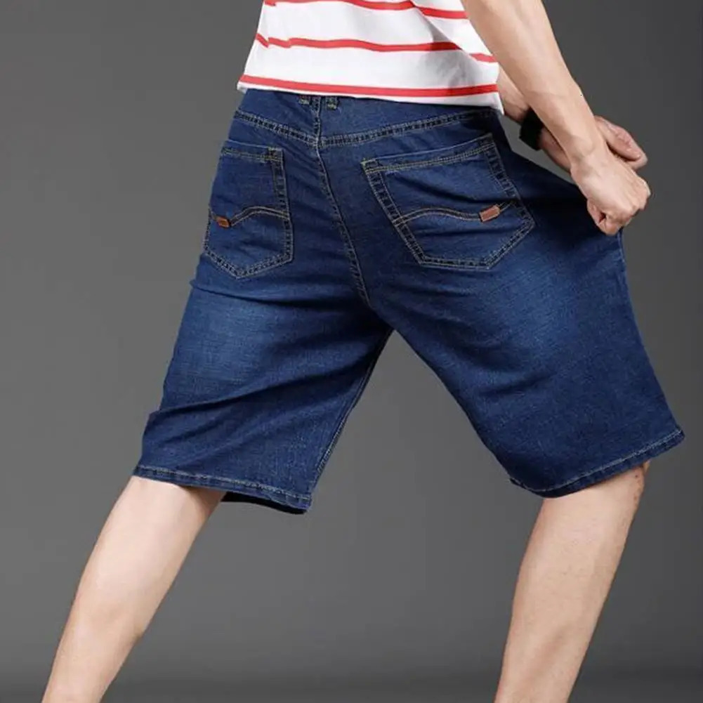 2024 Summer Shorts Jeans Men Denim Pants Stretch Dark Blue Fashion n Mens Slim Straight Male Short Streetwear 250107