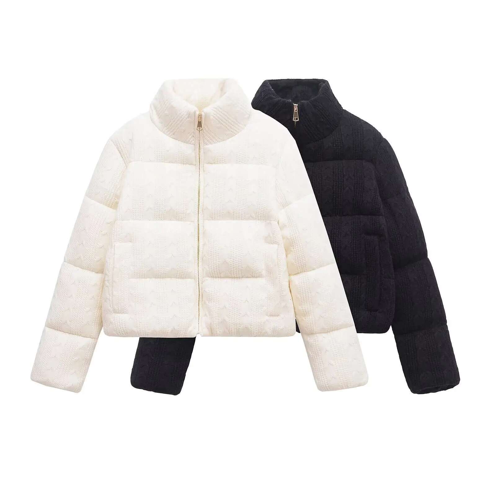 European And American Style New Fashion All-Match Stand-Up Collar Zipper Knitted Cotton Jacket