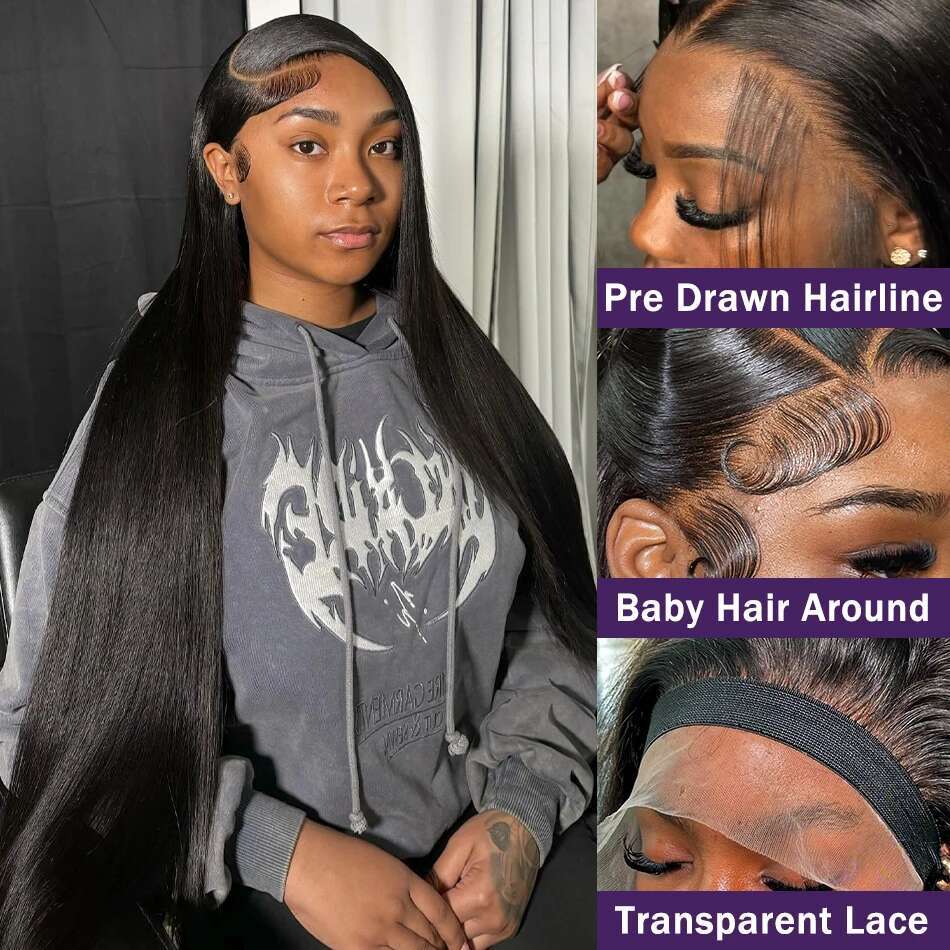 Wigirl HD 30 40 Inch Straight 13X6 Human Hair Frontal Wigs 200% Brazilian Remy Preplucked 13X4 Lace Front Wig For Women