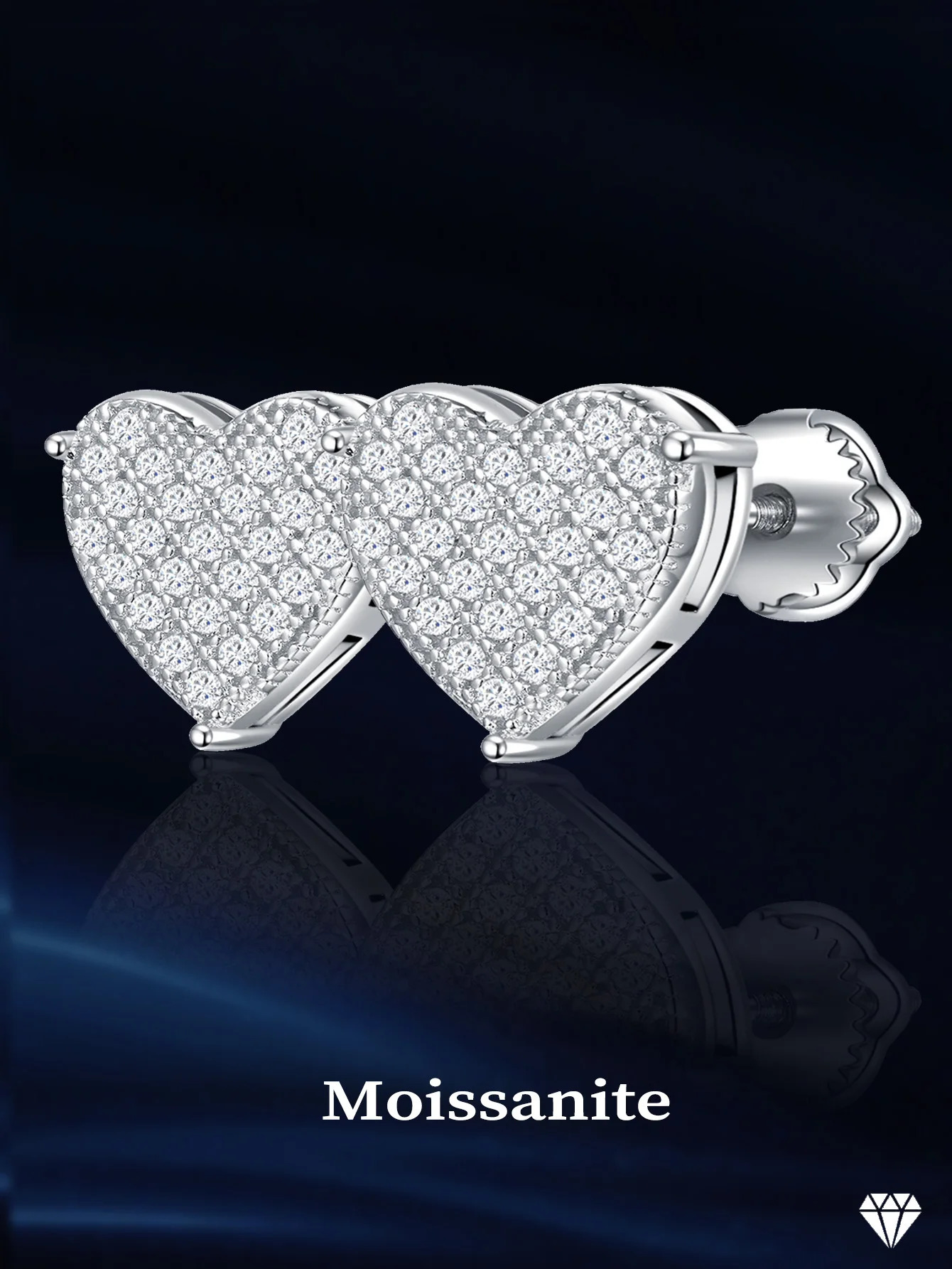 Heart Stud Earrings Paved Full Diamond 925 Sterling Silver Earring with Gra Certificate for Women 241216