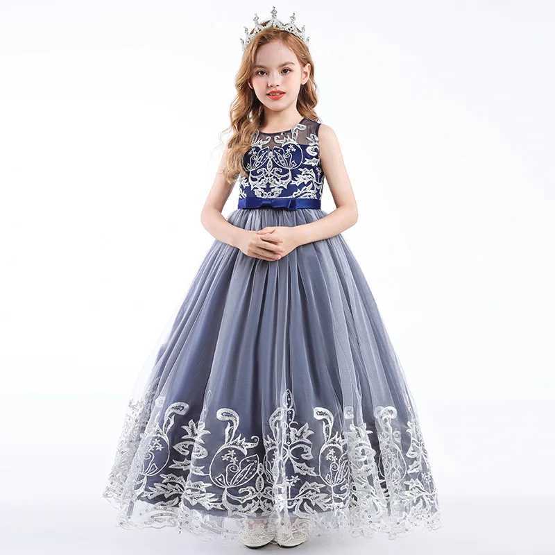 Fashion Flower Girl Dresses for Weddings Lace Mesh Sleeveless Evening Dresses Summer Children Girls Par Dress 4-10 YearsXJ250108