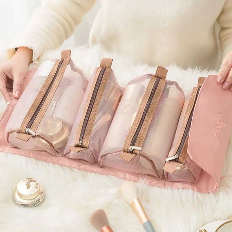 Fashion travel organizer 4-in-1 cosmetic bag set detachable portable storage bag can store cosmetics bathroom etc W250109