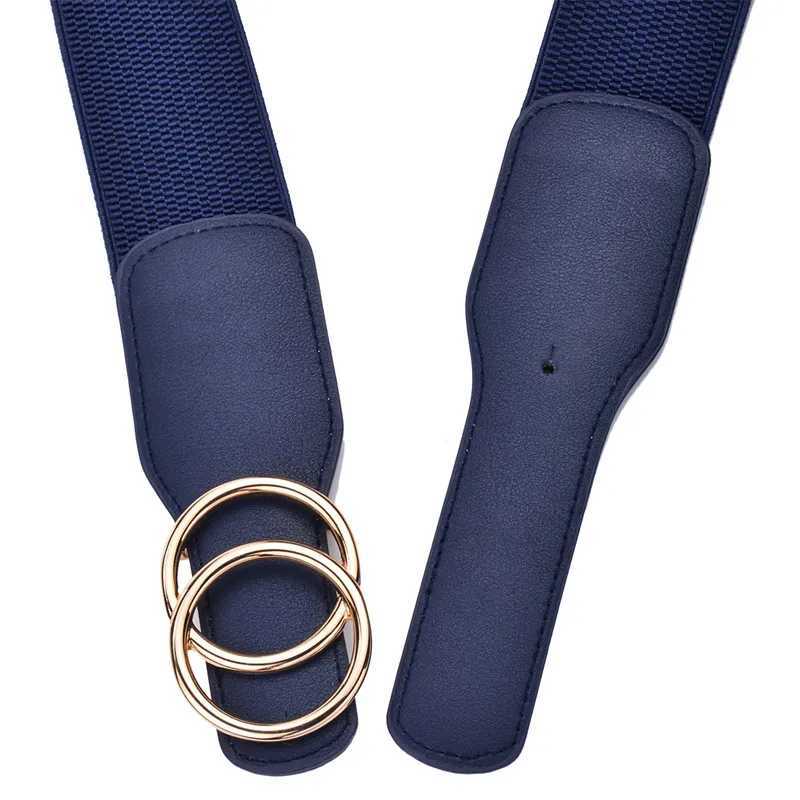 Womens Elastic Wide Waist Belt W Double Loop Buckle Cummerbundles Womens W250109