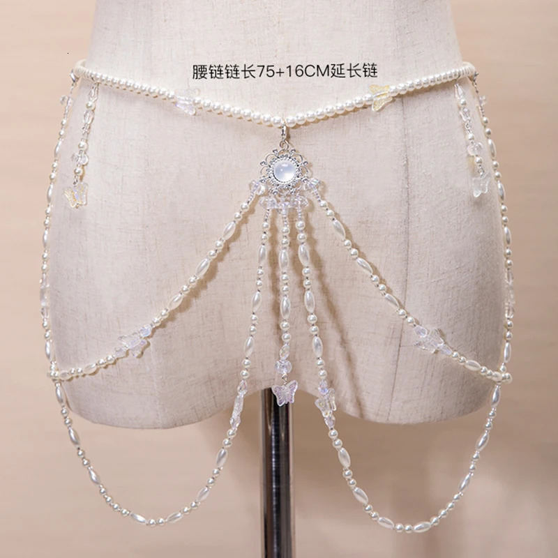 Chinese Hanfu Imitation Pearls Tassel Waist Chains Body Jewelry Belly Chain For Women Bridal Wedding Accessories Waistband Decor 250107