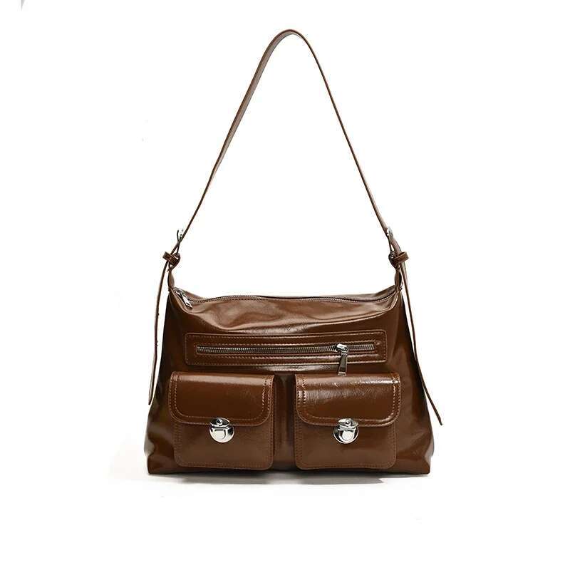 LEFTSIDE Double Pockets Design Retro Shoulder Bags For Women 2024 Y2k Fashion Trend Crossbody Bag Female Handbags And Purses