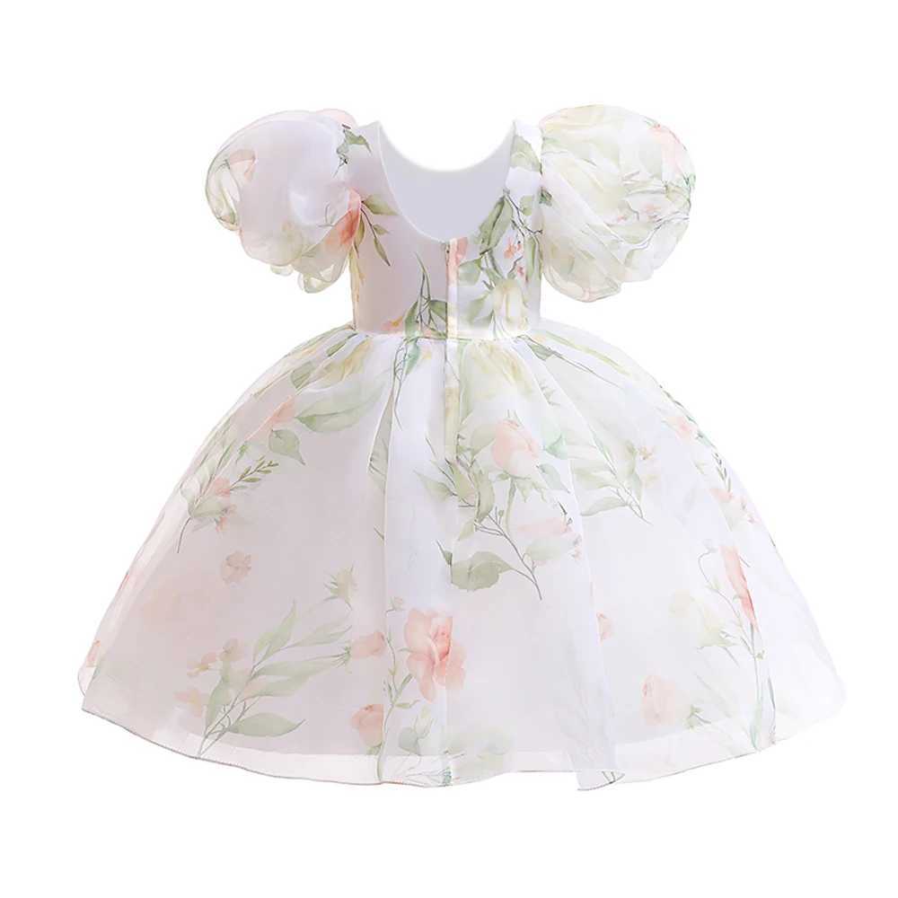 Elegant Flower Girls Par Dress Puff Sleeve Kids Bridemaid Dresses For Girl Wedding Prom Gown Children Birthday Princess DressXJ250108