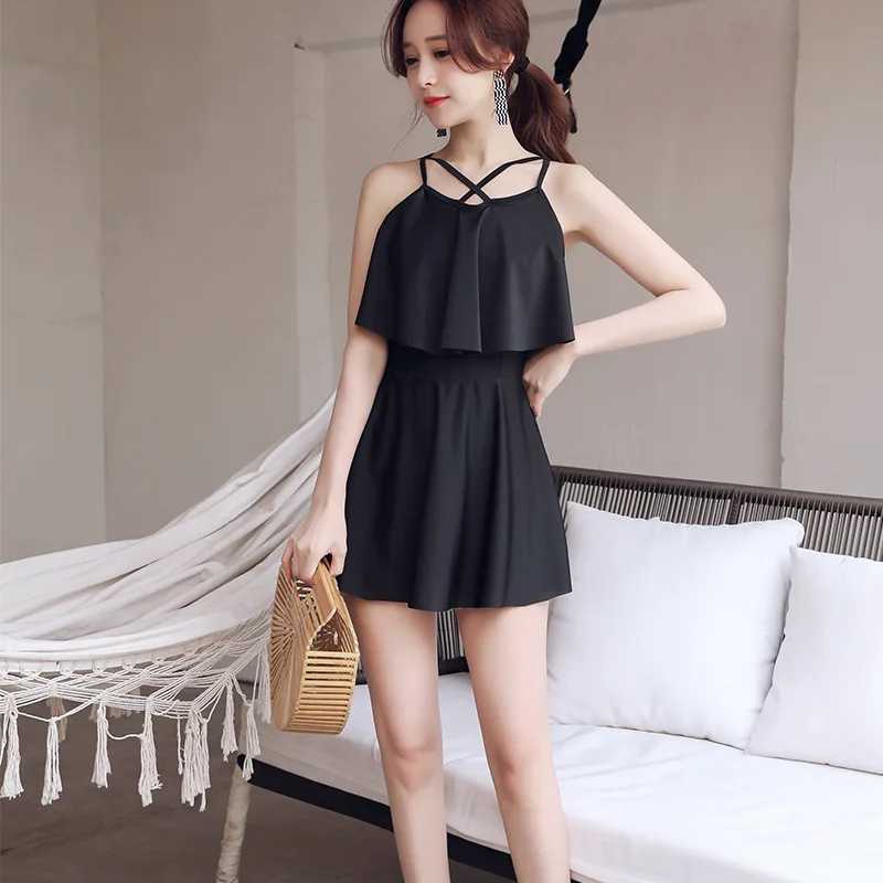 2024 New Korean Up One Piece Swimsuit Sexy Swimwear Women Swimsuit Monokini Bathing Suit Beachwear Summer SwimskirtXJ240108