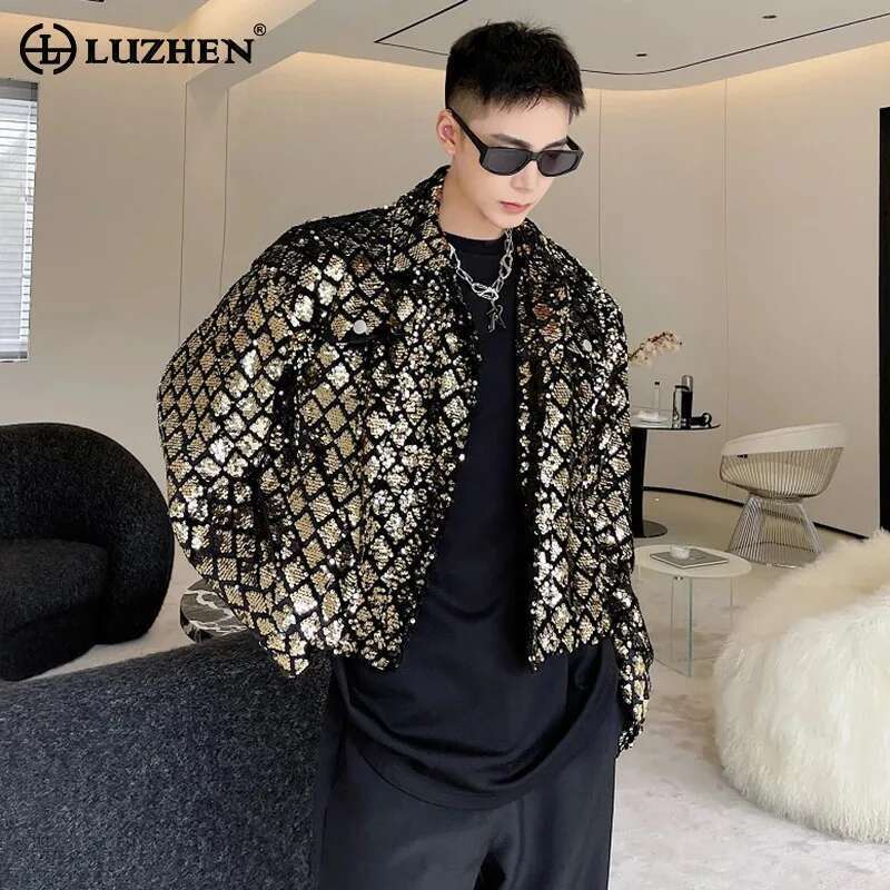 Splicing Sequins Design Trendy High Street Short Jackets Original Autumn Men's Stylish Korean Reviews Many Clothes