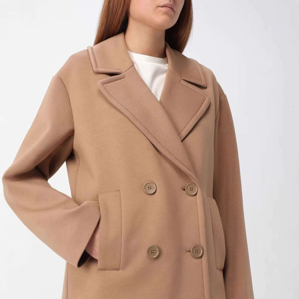 European American Autumn And Winter Plus Size Cross-Border Women's Doubles Breasted Mid Length Trench Coat, Woolen Coat