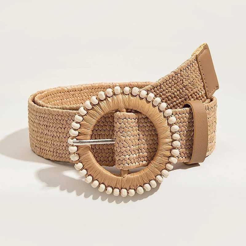 Fashion womens PP grass belt Bohemian wide elastic waistband woven waistband summer casual fabric waistband clothing accessories W250109