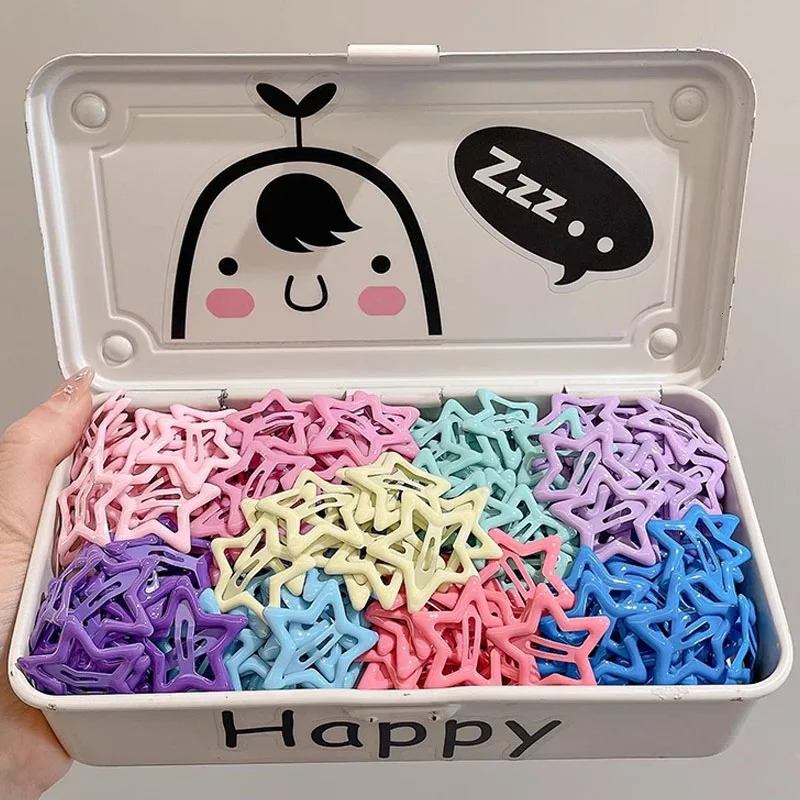 2010Pcs Girls Y2K BB Star Clips For Kids Solid Color Headwear Alloy Barrettes Cute Glitter Hair Hairpins Accessories 241228