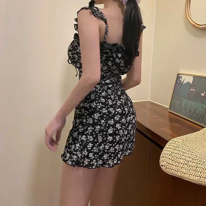 2022 New Korean Sexy High Waist Swimwear Women Print One Piece Swimsuit Fa ss Monokini Bathing Suit Swim WearXJ240108