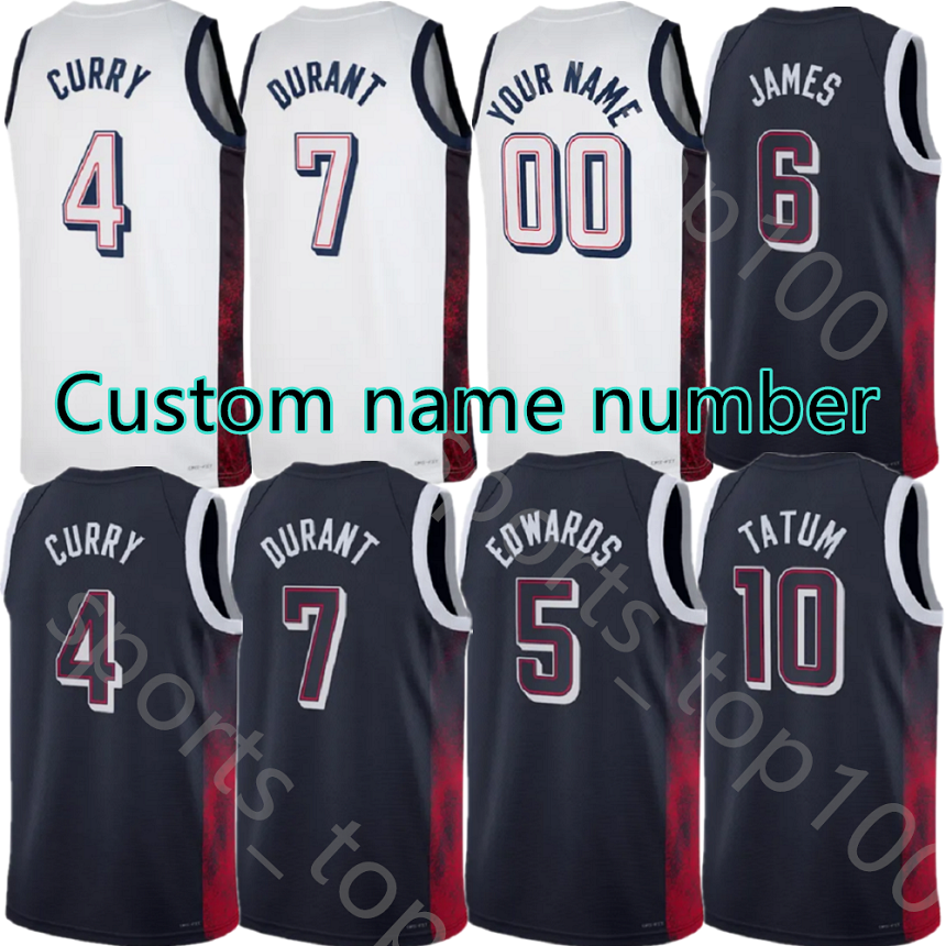 Team 24-25 Basketball James Curry Durant Edwards Tatum Booker Embiid Adebayo Haliburton Leonard Holiday Davis White Jersey