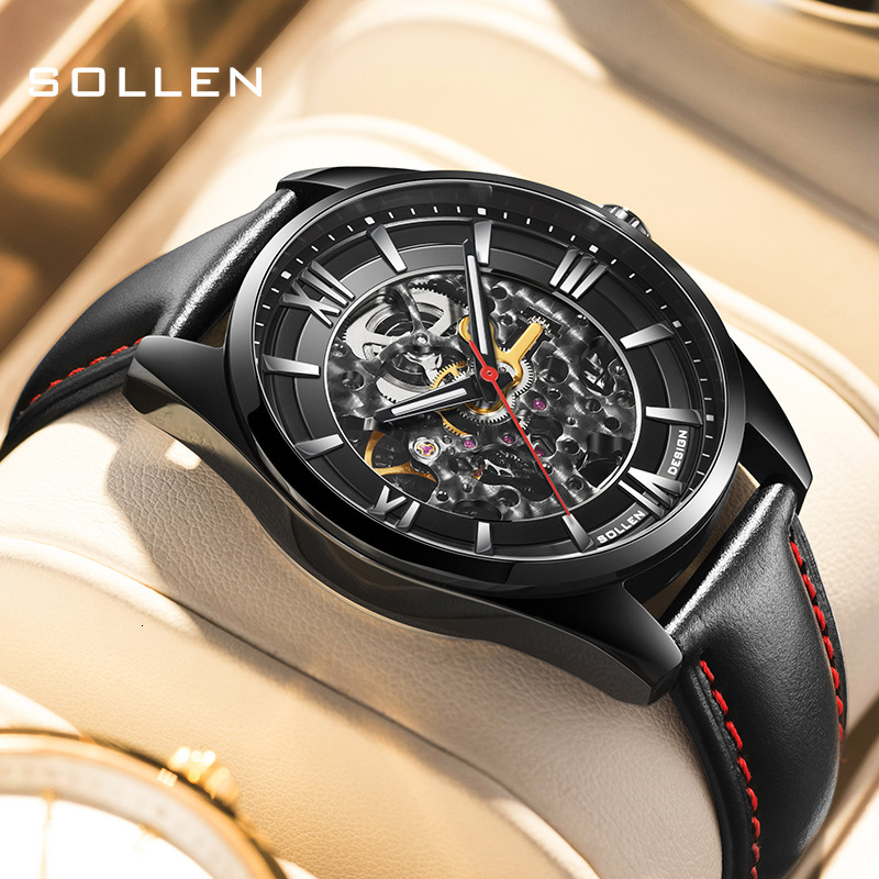 Men's Skeleton Automatic Mechanical Watch - Black Warrior