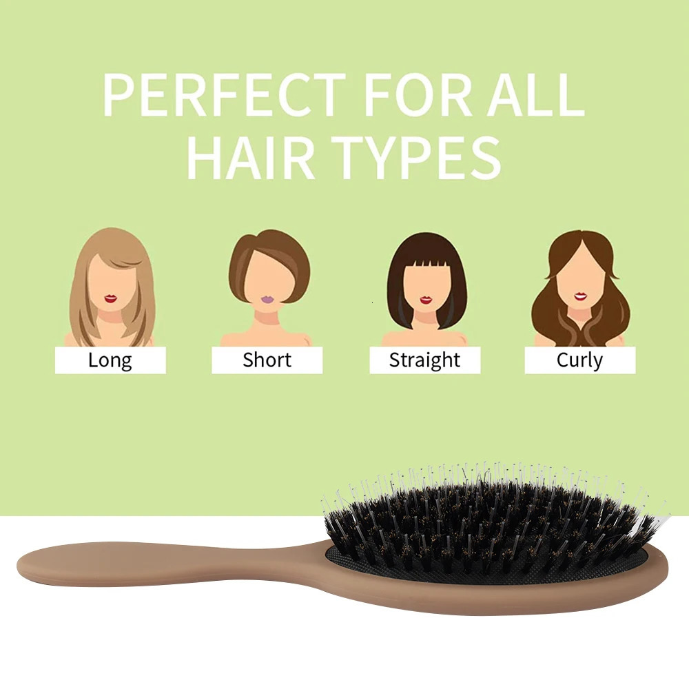 Matte Finish Boar Bristle Hair Brush Nylon Teeth Hair Extension Brush for Women Cushion Brush Hair Styling Smoothing Detangling 250106
