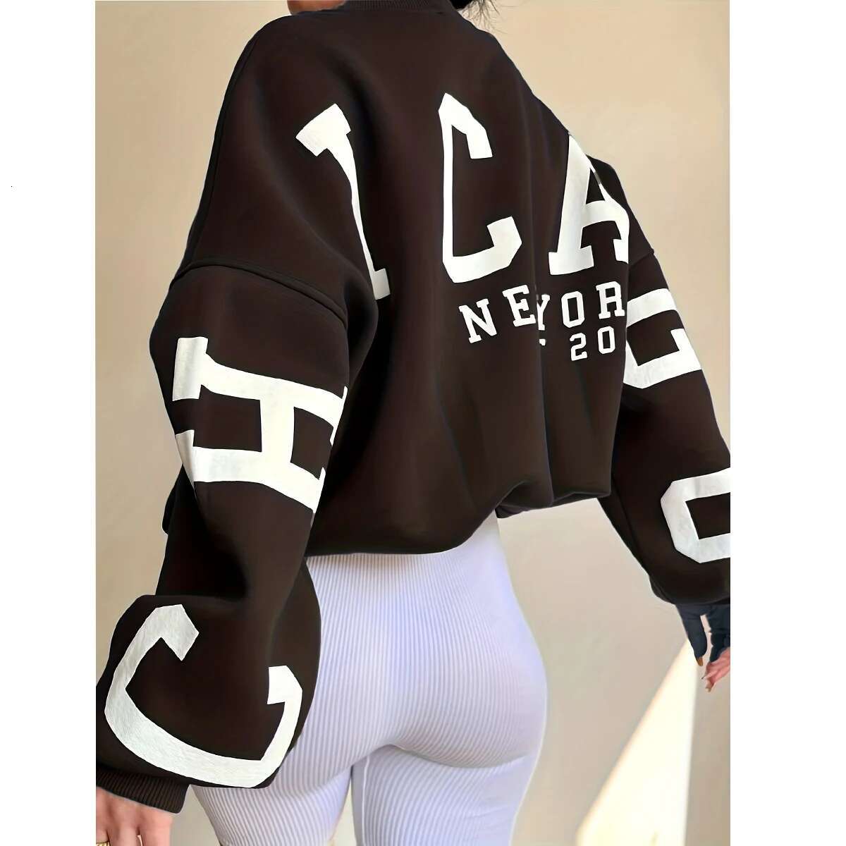 Europe And The United States Women's Casual Fashion Print Thick Coat Long Sleeve Hoodie Woman