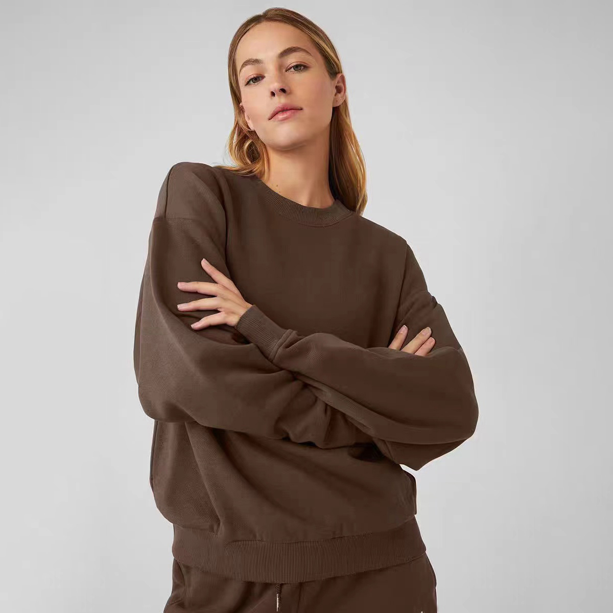Womens Yoga Outfit Oversized Sweatshirts Sweater Loose Long Sleeve short sleeves Crop Top Fitness Workout Crew Neck Blouse Womens Hoodies