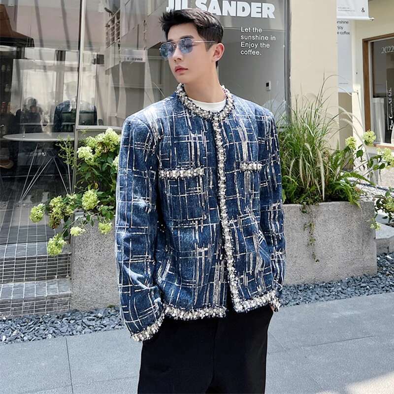 Fashion New Patchwork Stripe Design Denim Jackets Men's Personality Stylish Coats Korean Reviews Many Clothes