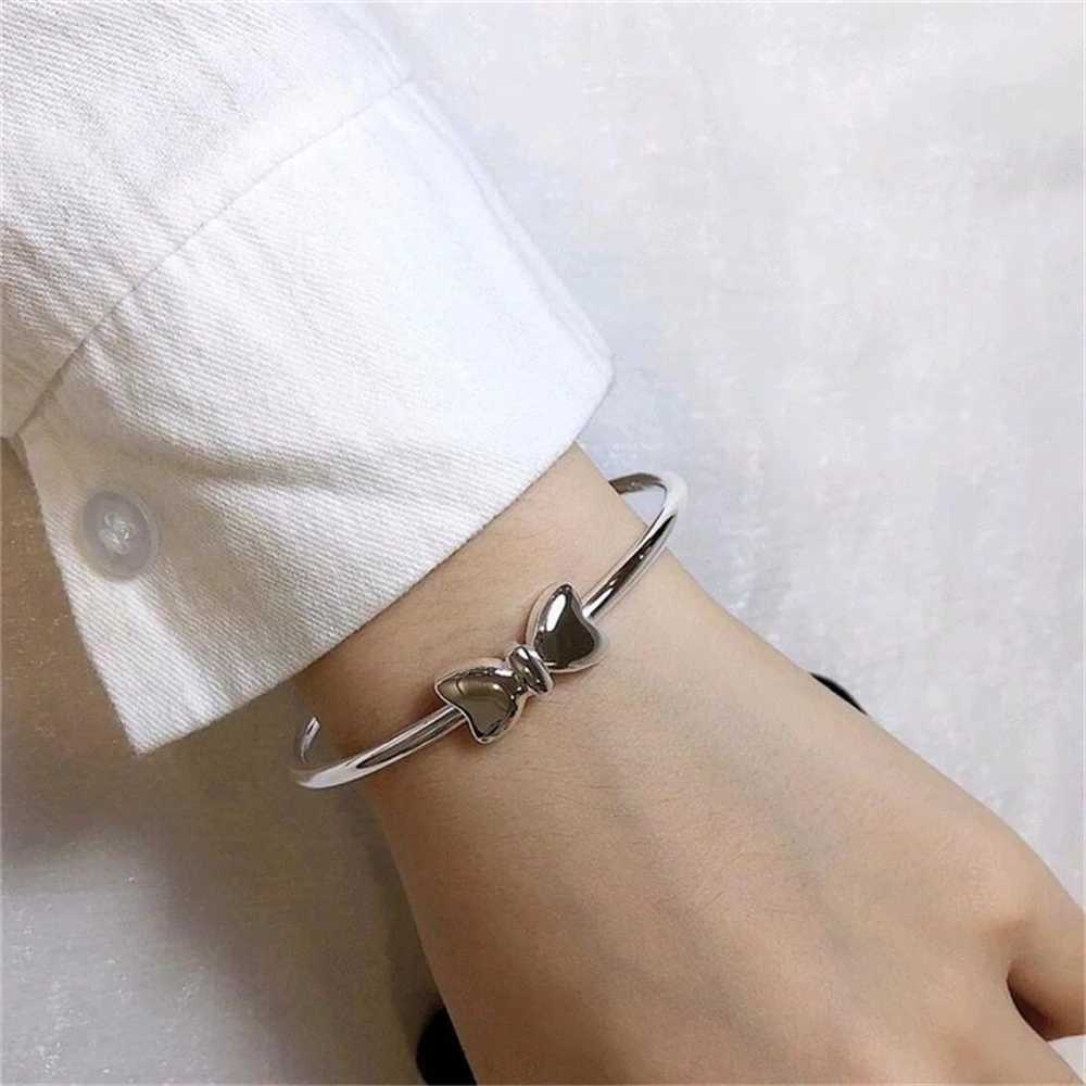 Simple Silver Color Bowknot Bracelet for Women Fashion Tassel Transfer Bead Bell Bracelets Bangles Party Jewelry Birtay GiftsXJ250109