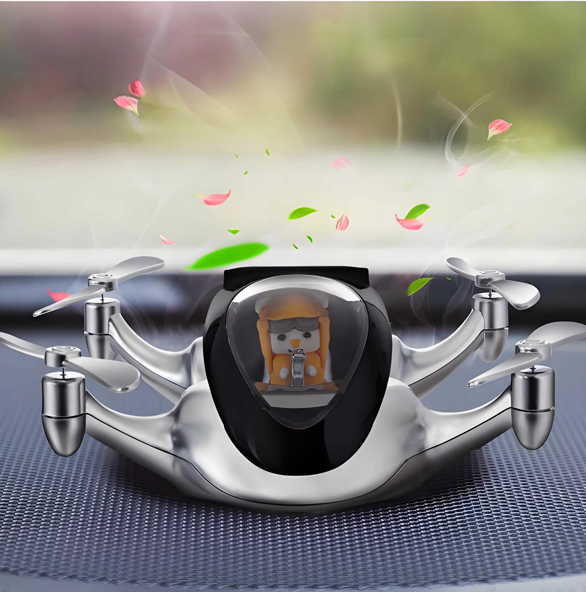 Car Air Freshener Car Aromatherapy Decoration Pilot Air perfume Solar UAV Creative Center Console Decoration with Rotating Propeller H250108