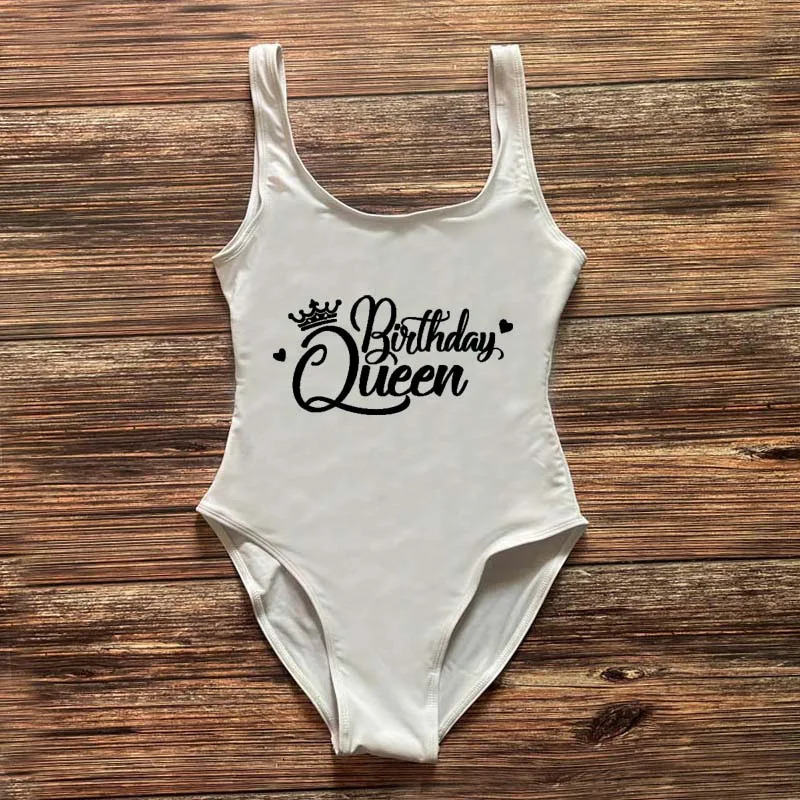 Birthday Queen Swimsuit Women Squad One Piece Swimwear Woman Bachelorette Party Swimming Suit biquinis feminino mayo 250108