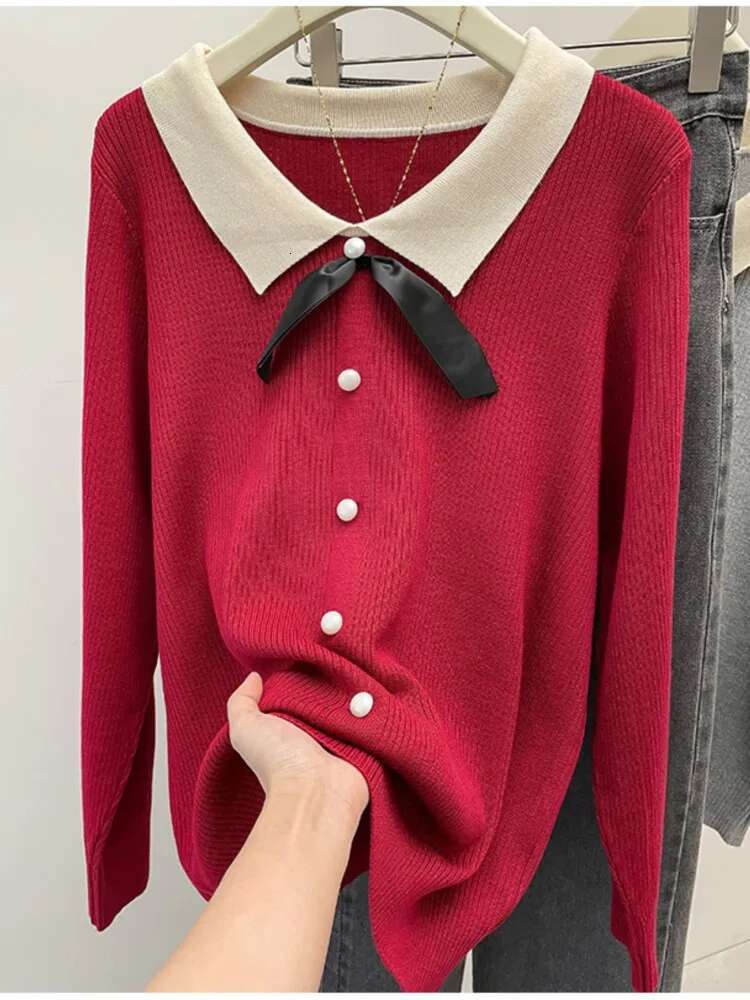 Plus Size Autumn Long Sleeve Pullover Women Elegant Fashion Bow Ladies Sweaters Korean Style Woman Sweater Tops
