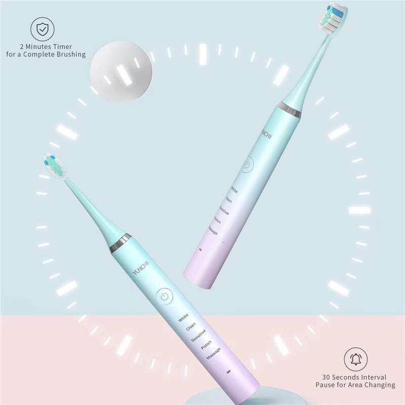 Electric Sonic Toothbrush USB Rechargeable IPX7 Waterproof 5 Modes Smart Timer Soft Bristles Brush Heads For Adult Travel Box