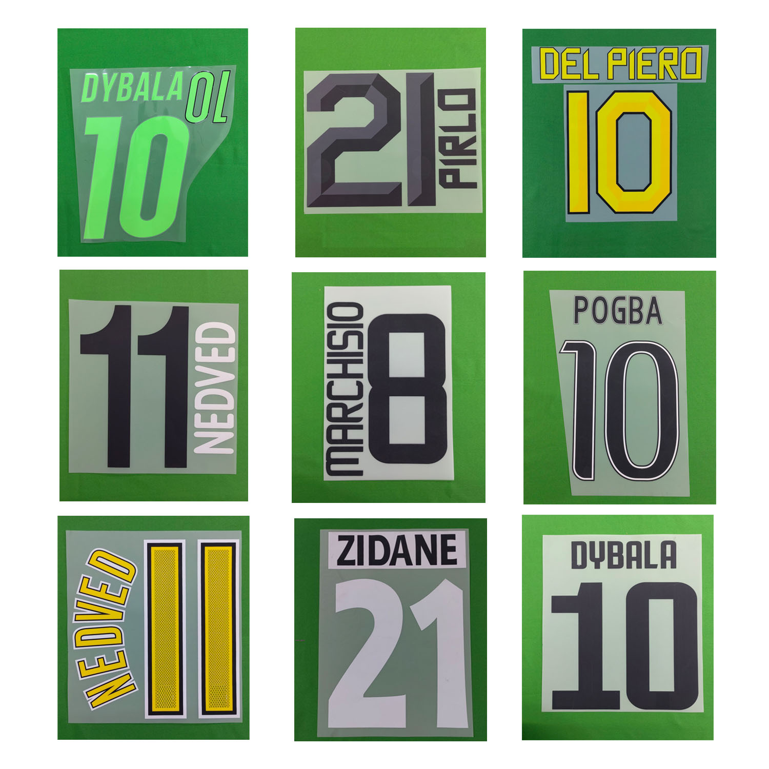 Retro Nameset #11 Nedved Nameset Del Piero Buffon Printing Heat Transfer Soccer Badge
