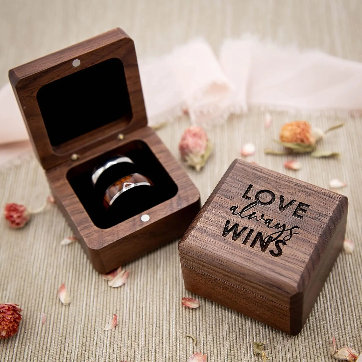 Personalised Wedding Ring Box Custom Wood Wooden Anniversary Gift Wedding Ring Keepsake Engraved Ring Bearer Boxes 250106