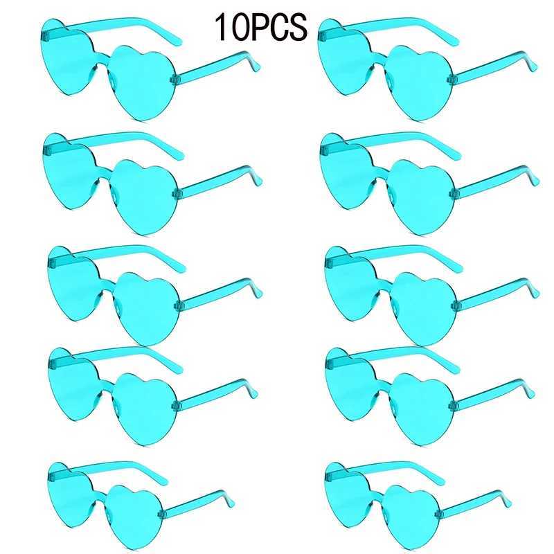 10PC heart-shaped sunglasses love sunglasses jelly colored frameless heart-shaped integrated glasses dazzling colored glasses W250109