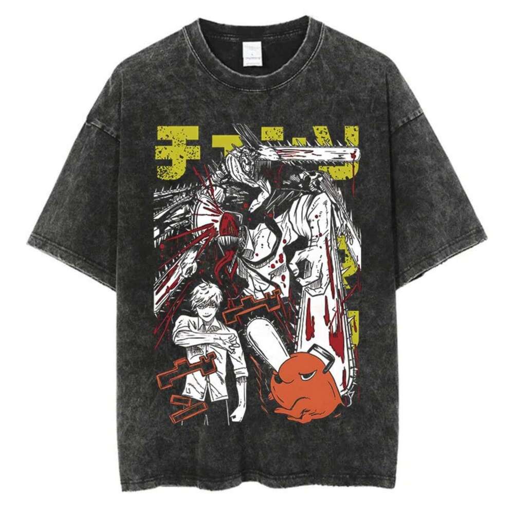 Wash water new loose T-shirt men's red heart letter Cupid love print pattern