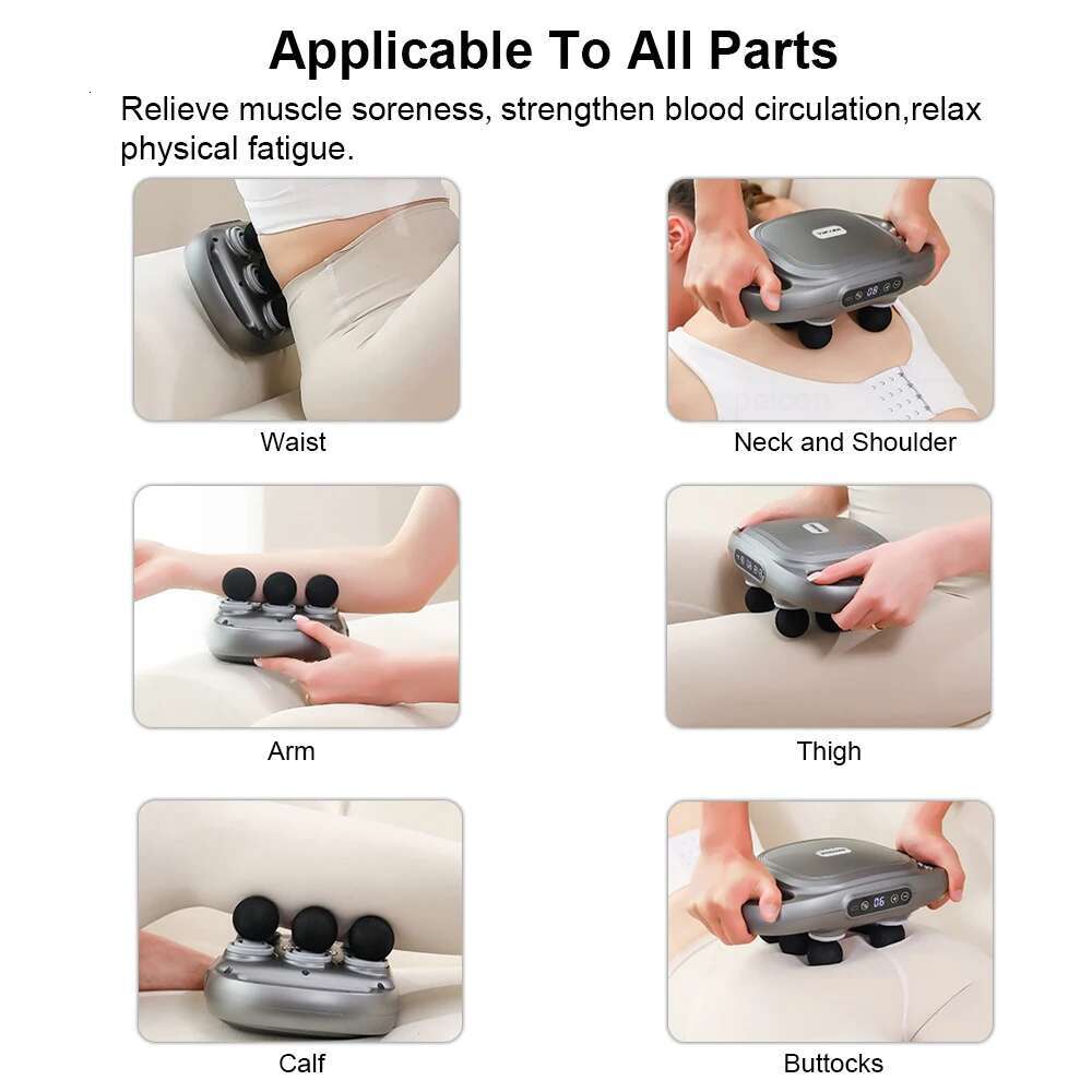 Muscle Massager High Frequency Back Waist hine Six-head Body Shoulder Professional Fascia Massage Gun