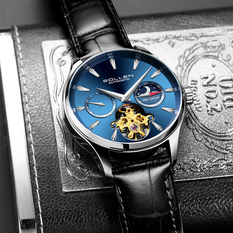 Men's Fashionable Automatic Mechanical Watch with Skeleton Dial and Night Glow