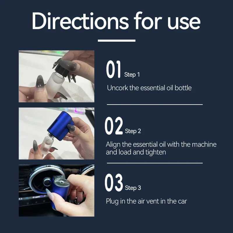 Car Air Freshener Electric Vehicle Air Diffuser Aromatic Car Vent Humidifier Atomizer Aromatherapy Car Air Fresh perfume Auto Parts H250108