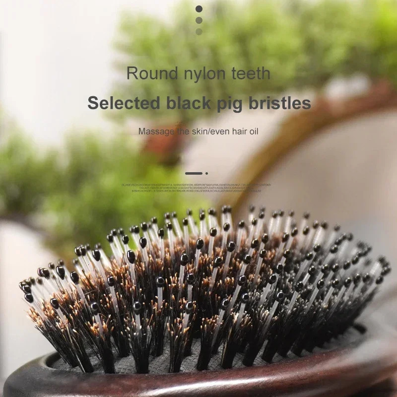 Wood Massage Hair Brush Comb For Hair Hairbrush Dry Wet Detangle Wood Combs Women Hair Beauty Care Paddle Cushion Massage Brush 250106